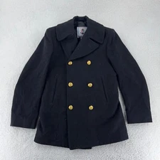 vtg STERLINGWEAR ANCHOR COLLECTION WOOL PEA COAT military navy JACKET SIZE 34R