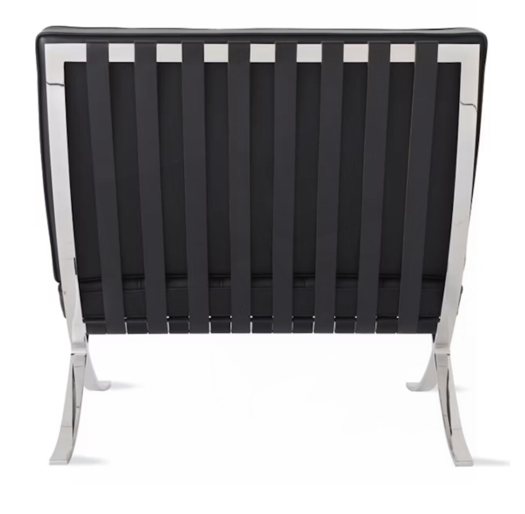 NEW KNOLL STUDIO BARCELONA CHAIR MIES VAN DER ROHE BLACK LEATHER CHROME ART DECO