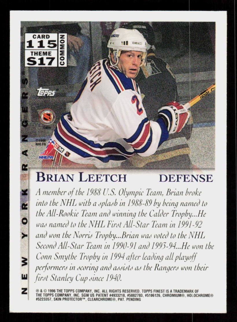 □NHL Brian Leetch ブライアン・リーチ Mirror Blue 1990 Score