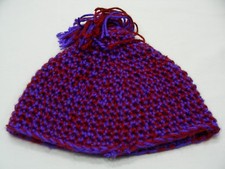 Purple and Red - Hand Knitted - Child Size Stocking Cap Beanie Hat