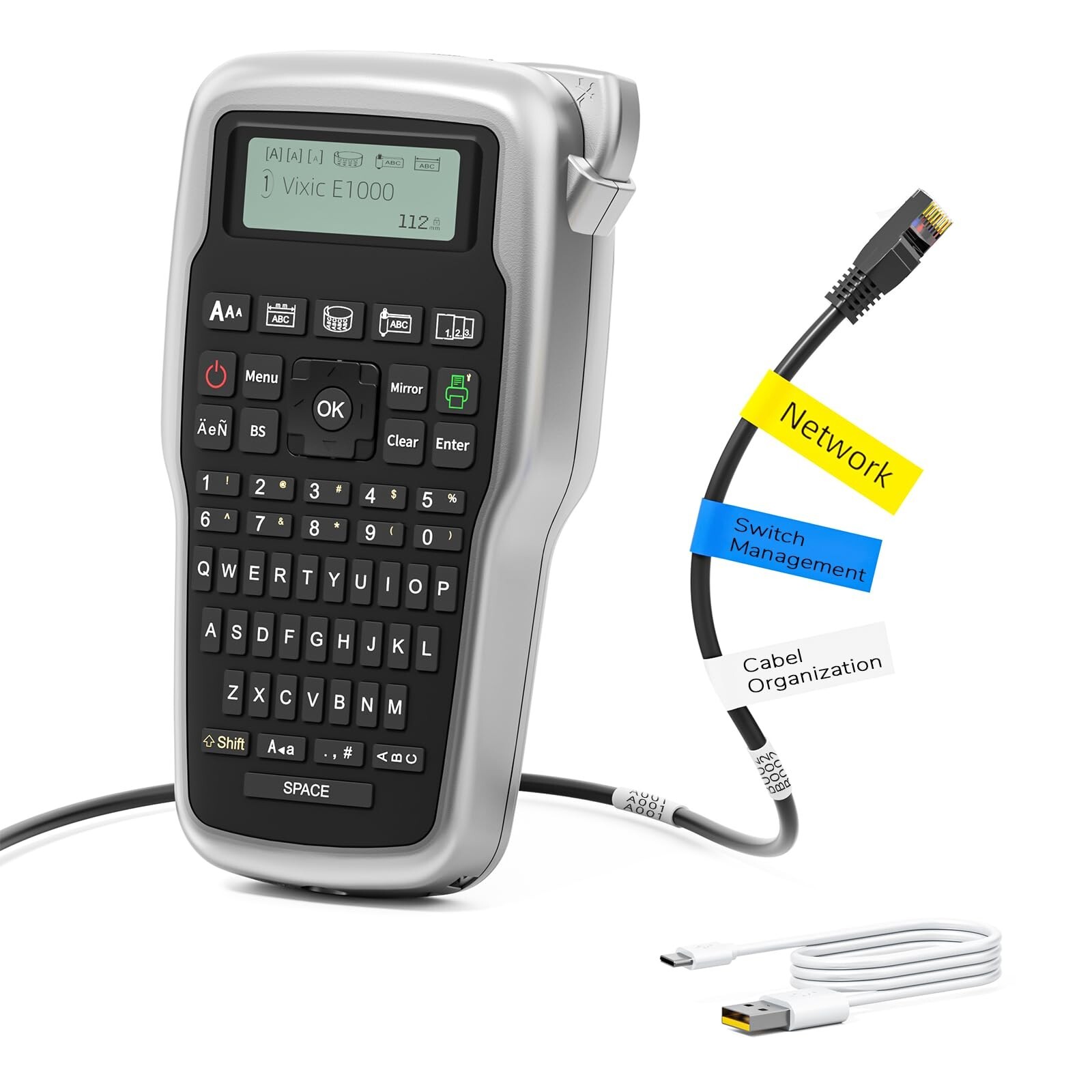 E1000 Heat Shrink Label Maker Machine with Waterproof Tape for Wires & Cables