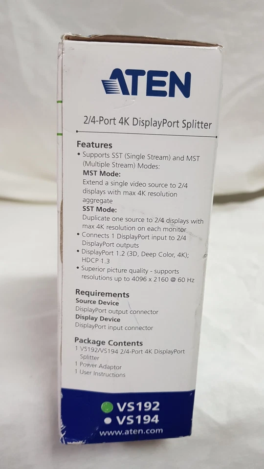 NEW Aten vs192 2-port 4K DisplayPort Splitter - Image 2 of 4