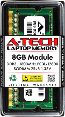 8GB DDR3/DDR3L 1600Mhz PC3L-12800 (PC3-12800) CL11 SODIMM 2Rx8 1.35V 204-Pin Non