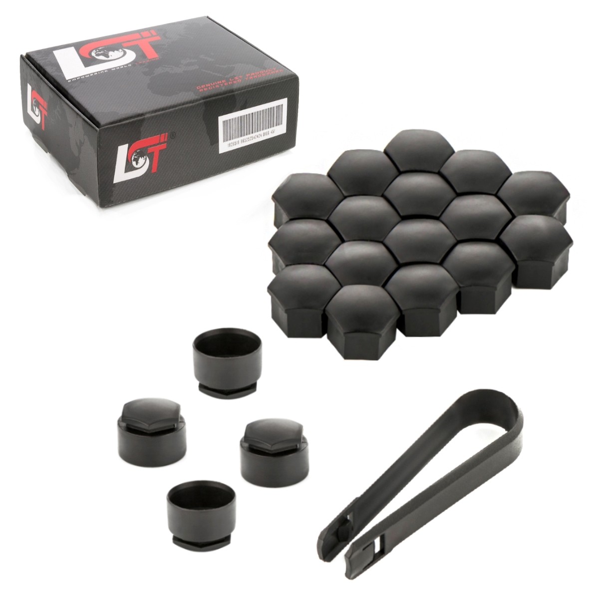 20X Wheel Bolts Hex Caps Theft-Resistant 17 Mm Black For MAYBACH