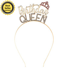 Birthday Crown Birthday Queen Headband for Girl Birthday Tiara for Women Gold...