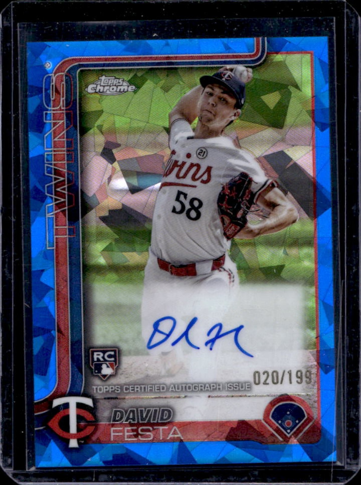 2025 Topps Chrome Sapphire David Festa Rookie Auto RC Rookie #20/199 Twins