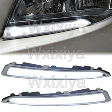 Led Daytime Running Light Drl For Ford Kuga Escape 2013-16 Fog Head Lamp Chrome