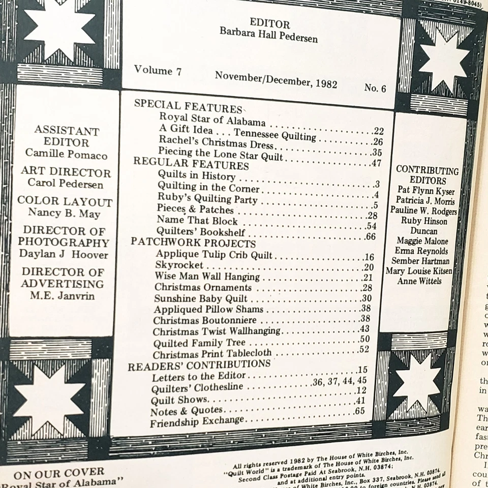 Quilt World Magazine December 13 Patterns 1982 Royal Star Christmas Dress - Image 3 of 4