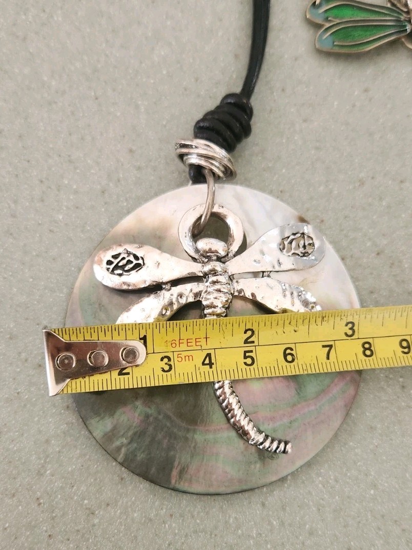 Two Large Dragonfly Statement Necklaces, 22" Gold… - image 7