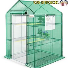 Walk-In Greenhouse W/ Shelves Zipper Door & Mesh Windows Plants Garden Care New