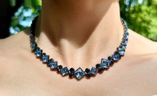 Vintage Signed Givenchy Gunmetal & Faceted Bl...