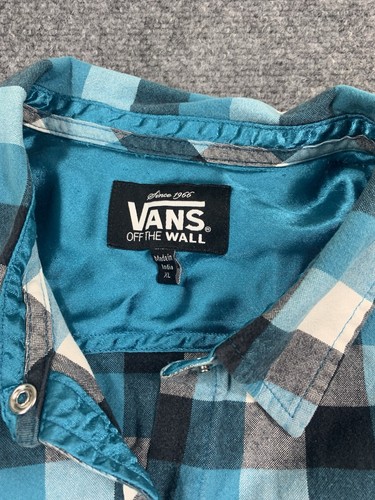 Vans Shirt Womens XL Green Plaid Long Sleeve Pocket Button Up - Picture 6 of 16