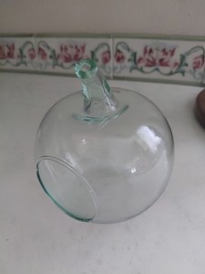 Glass Apple Planter / Terrarium. 5 1/2" Round x 6 3/4" tall ( to top of stem).