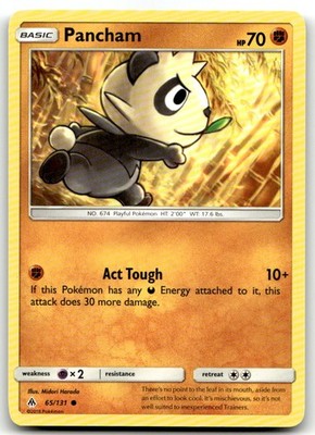 Pancham 65/131 Common Forbidden Light Pokemon Near Mint