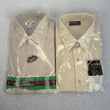 VTG 70s Sears  JC Penney Button Up Dress Shirts 2 Beige Mens 16.5/34 35 NOS