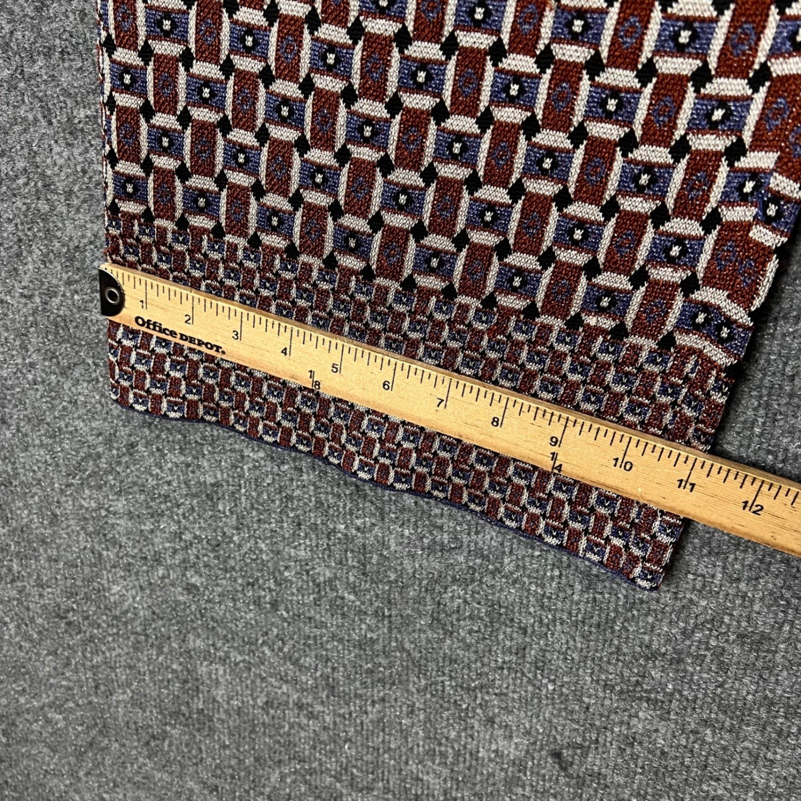 Zara Geometric Knit Wide Leg Cropped Pants Rust Blue Tan Patterned Trousers S image 8