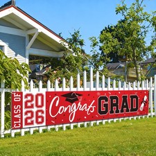 2026 Graduation Yard Sign, Large Congrats Grad Yard Banner Class of 2026 Bann...