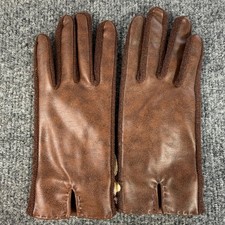 Vintage Grandoe Gloves vinyl NOS Brown Stretch On Sides Women Size 6  6  1960s