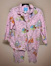 Nick & Nora Geisha Asian Inspired Print Pajama Set Womens Small Pink Ruffle Pant