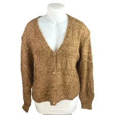 NEW Cider Women's Brown Teddy Fuzzy Button Down Cardigan Sweater Top Size 3XL