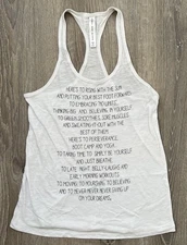 Lorna Jane Active Women's Medium White Inspirational Excel Tank Stringer Shirt