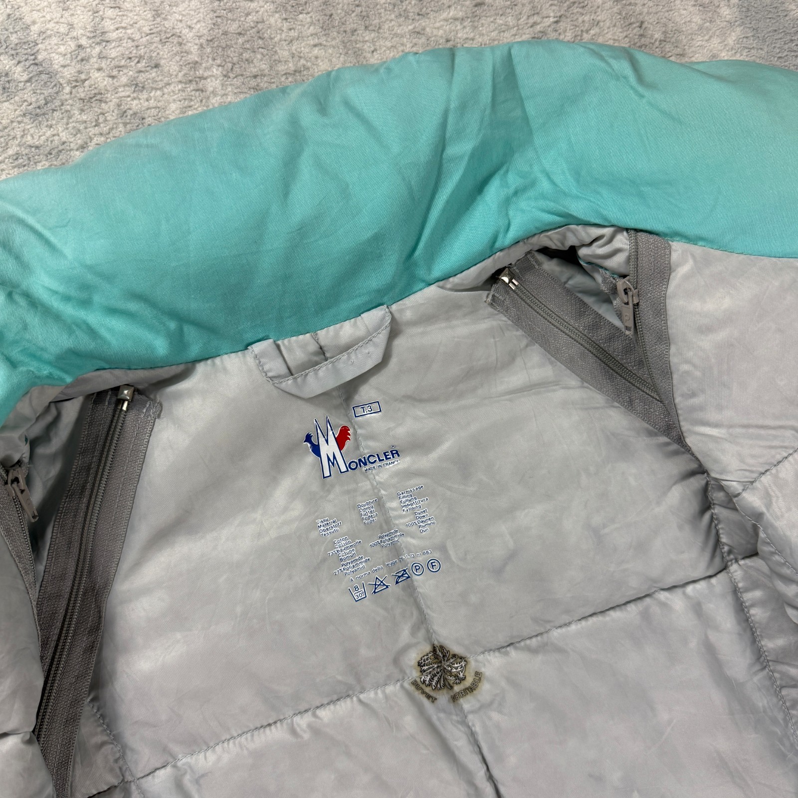 Women's VTG Moncler 90's Grenoble Down Fill Blue Sz T3 / Lrg Puffer Jacket Gilet image 4