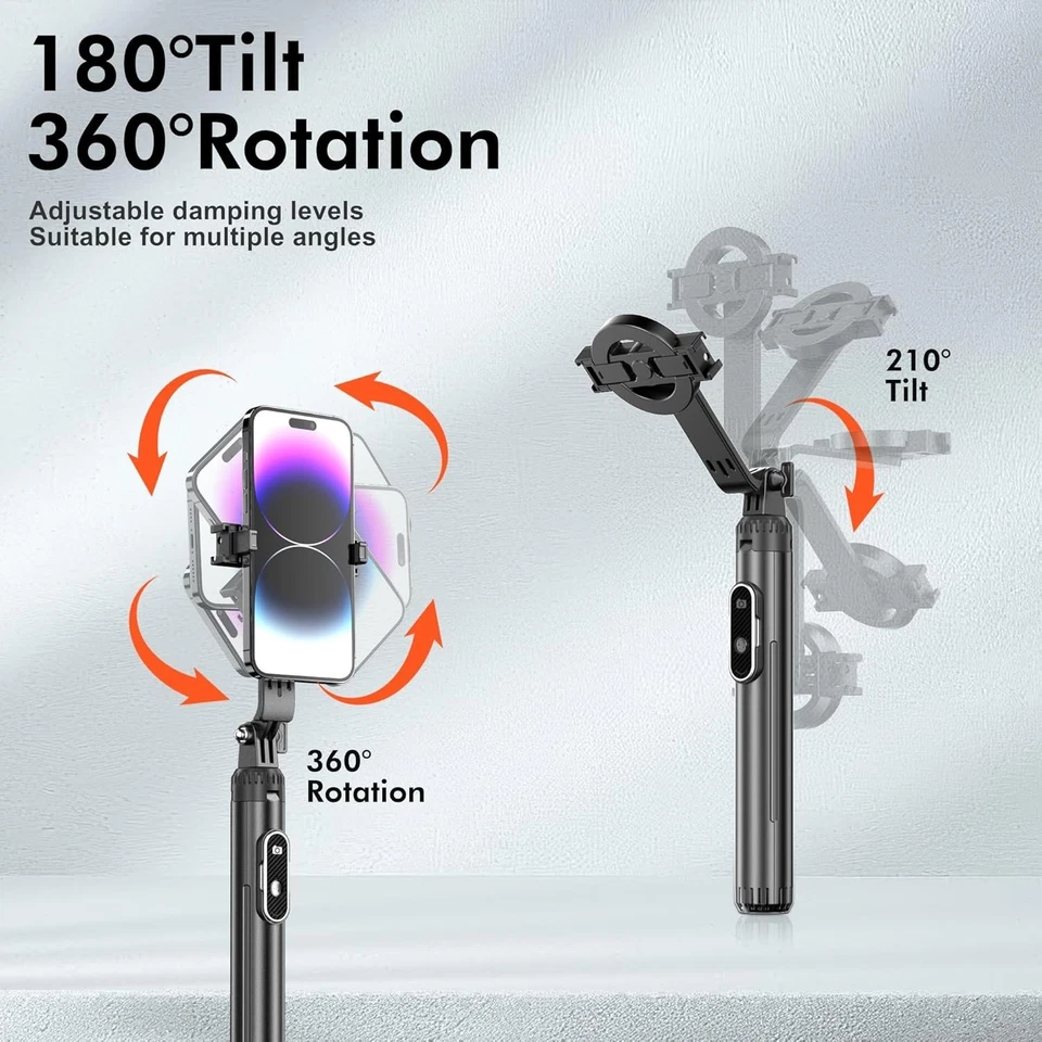 Trípode magnético para teléfono 61" y palo para selfies para entrenamiento de golf teléfono celular extensible... Foto 3 de 4