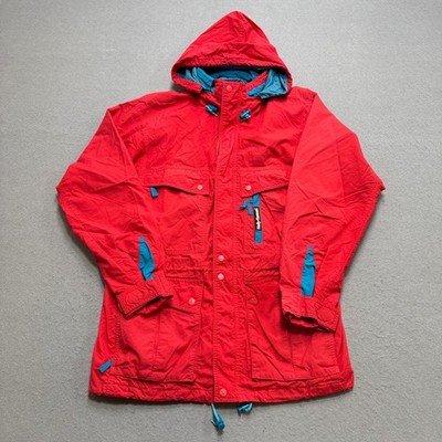 Vintage Helly Hansen Jacket Men's Small Red Helly-Tech Parka Hooded Waterproof