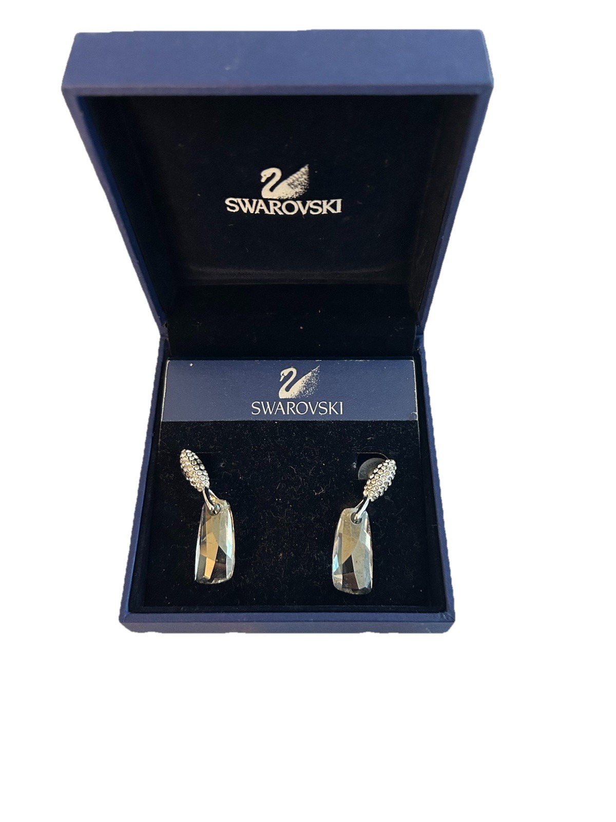 Authentic Swarovski Rhodium Plated Crystal Dangle Earrings