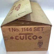 Cutco 1144-2 Steak Sizzle Plates Footed Teak and Metal Serving Trays Set Of 4