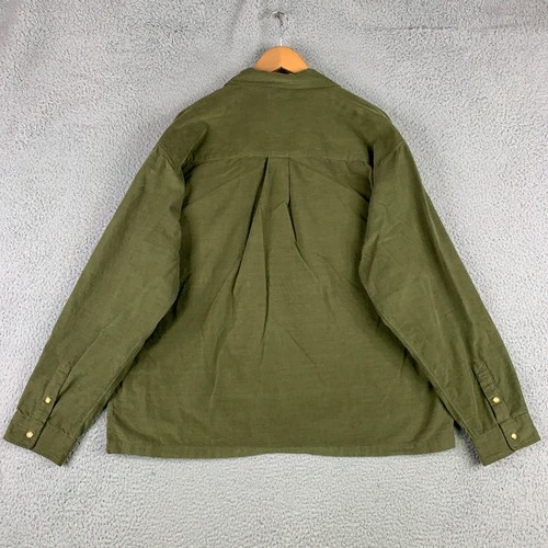 John Elliott Hemd Herren 4/XL grün Camp Kragen Baumwolle Cord lose Perlen Druckknopf - Bild 5 von 10