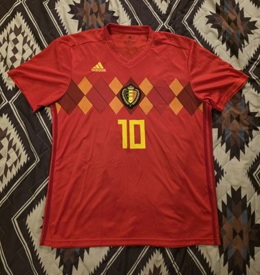 Adidas 2018 Belgium Eden Hazard #10 Home Jersey Red Men's Size XL
