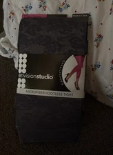 Women’s SZ Large Envision Studio Microfiber Grey Footless Tights~Control Top~