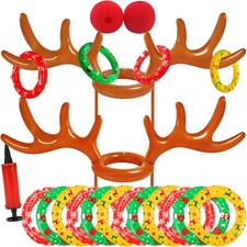 Christmas Inflatable Reindeer Antler Ring Toss Game 2 Sets, 2024 A-antlers