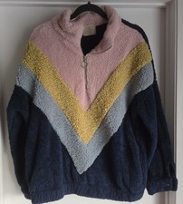 Judith March Pullover Sweatshirt Women L Colorblock Pink Yellow Navy Casual