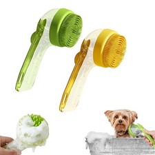 Pet Dog Cat Silicone Soft Massage Bath Brush Scrubber Shampoo Dispenser