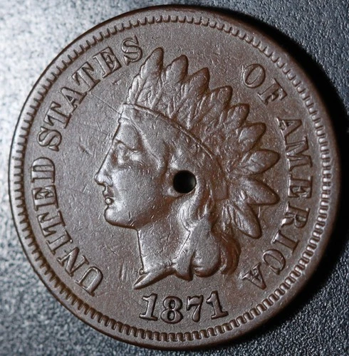 1871 INDIAN HEAD CENT - With LIBERTY - FINE Details  *KEY DATE*