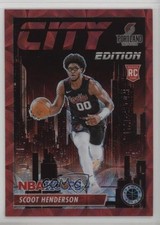 2023 NBA Hoops Premium Stock City Edition Red Prizm 36/88 Scoot Henderson #5 zo6
