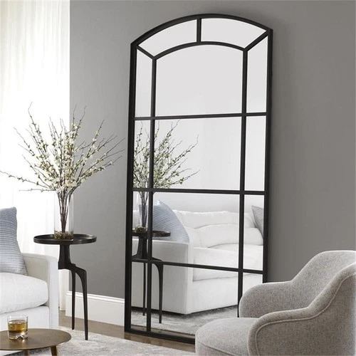 Uttermost Camber Oversized Arch Iron Metal Mirror in Rich Satin Black - Picture 6 of 9