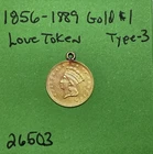 1856-1859 $1 Indian Princess Head Gold Dollar Love Token Very Nice