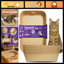 6 Pack Disposable Cat Litter Boxes - Eco-Friendly, Easy Clean, Travel Friendly