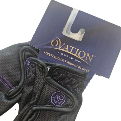 Ovation TekFlex Womens L 8 Black Purple All Season Equestrian Riding Glove NWT 