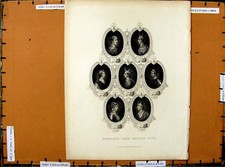 Old Antique Print C1800 Portraits Ancient Coins Edmund Edred Edgar Edwy 19th