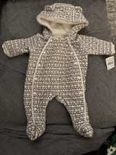 Nordstrom Baby Quilted Snap Bunting Pram Suit - Newborn Bear Ears