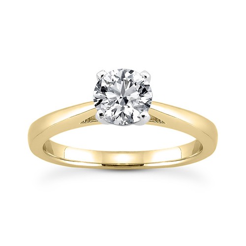 1/3ct G VS2 Round Natural Certified Diamond 14ky Gold Solitaire Engagement Ring - Picture 5 of 6