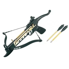 80lbs Self Cocking Hunting Pistol Crossbow 3 Arrows Black Metal Gold Body Cobra