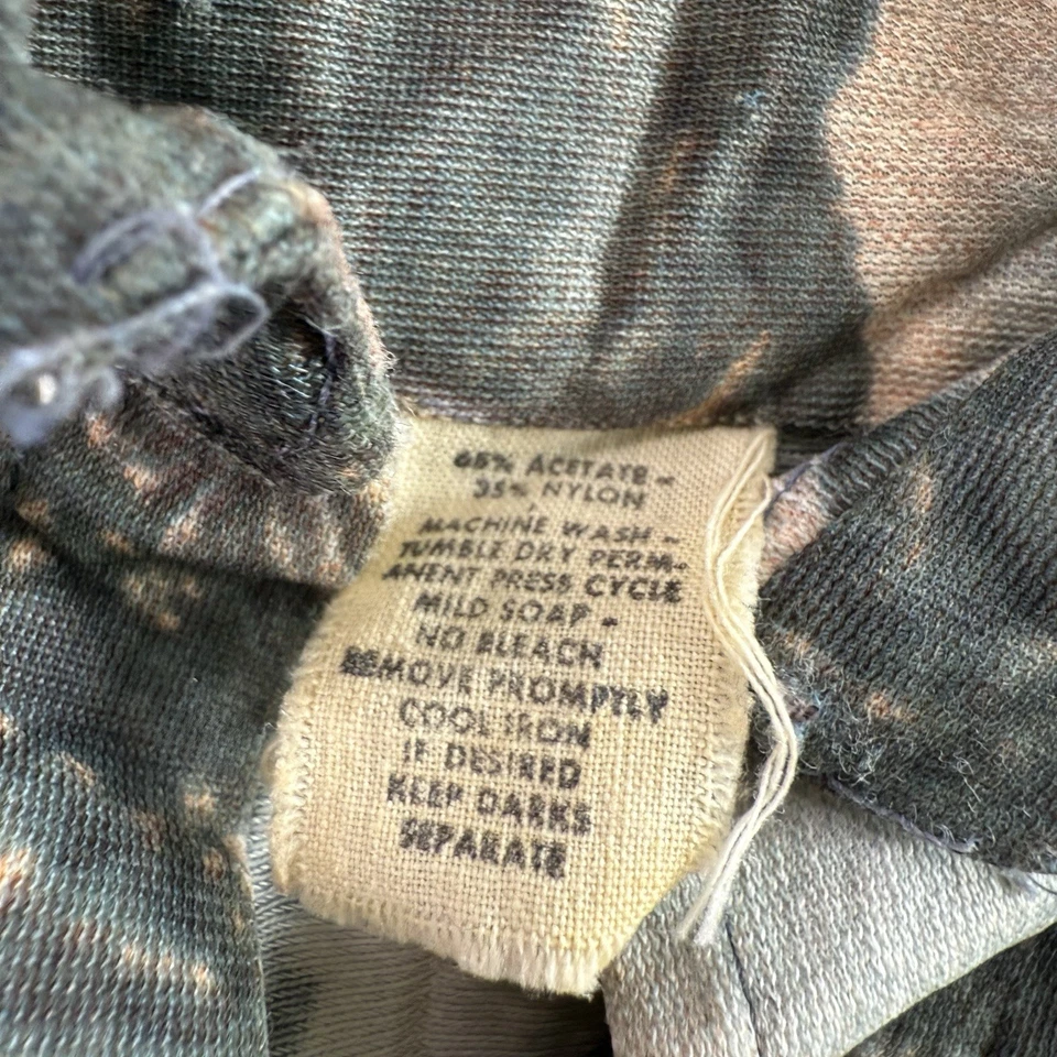 Настоящая винтажная тонкая камуфляжная футболка 70-х с захватом от Moss на пуговицах ретро диско размер M - Изображение 2 из 4