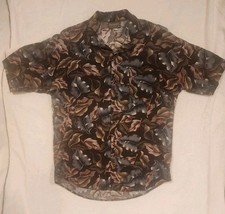 Triumph of California Leaves Vintage Button Up Shirt Mens M Missing Button