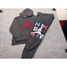 Jordan Nike Air Kids Tracksuit Hoodie Joggers Set Black Red XL 13-15 Yrs