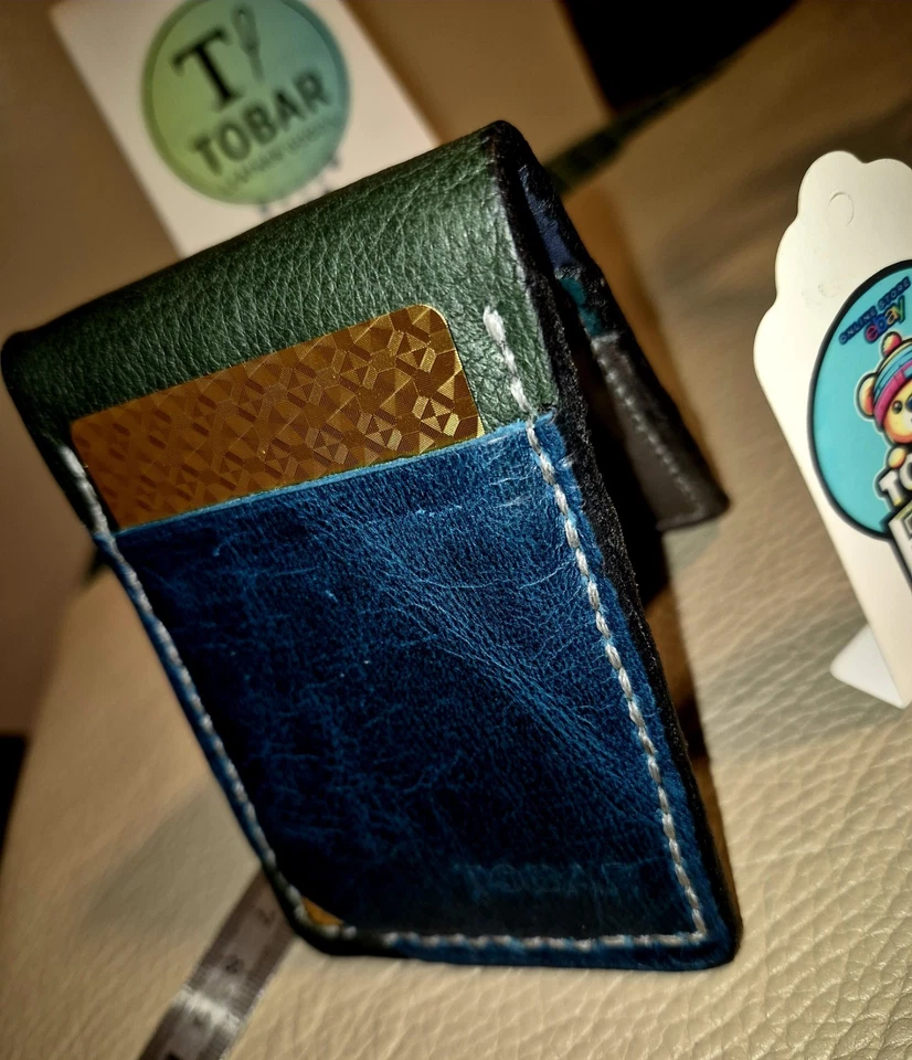  Leather Bifold Wallet for Men Minimalist Rustic card holder Handmade+12cardspac - Image 3 of 4